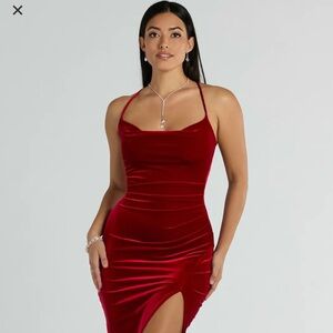 Riley Ruched Velvet Formal Dress